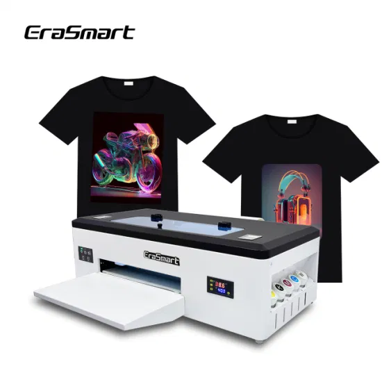Erasmart 소형 데스크탑 디지털 직물 섬유 의류 Impresora L1800 A3 Dtf 프린터 애완 동물 필름 열전달 프레스 잉크젯 Tshirt T